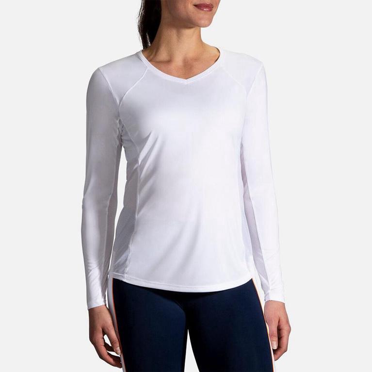 Brooks Stealth Long Sleeve Running Shirt - Women's - White (76438-TKSQ)